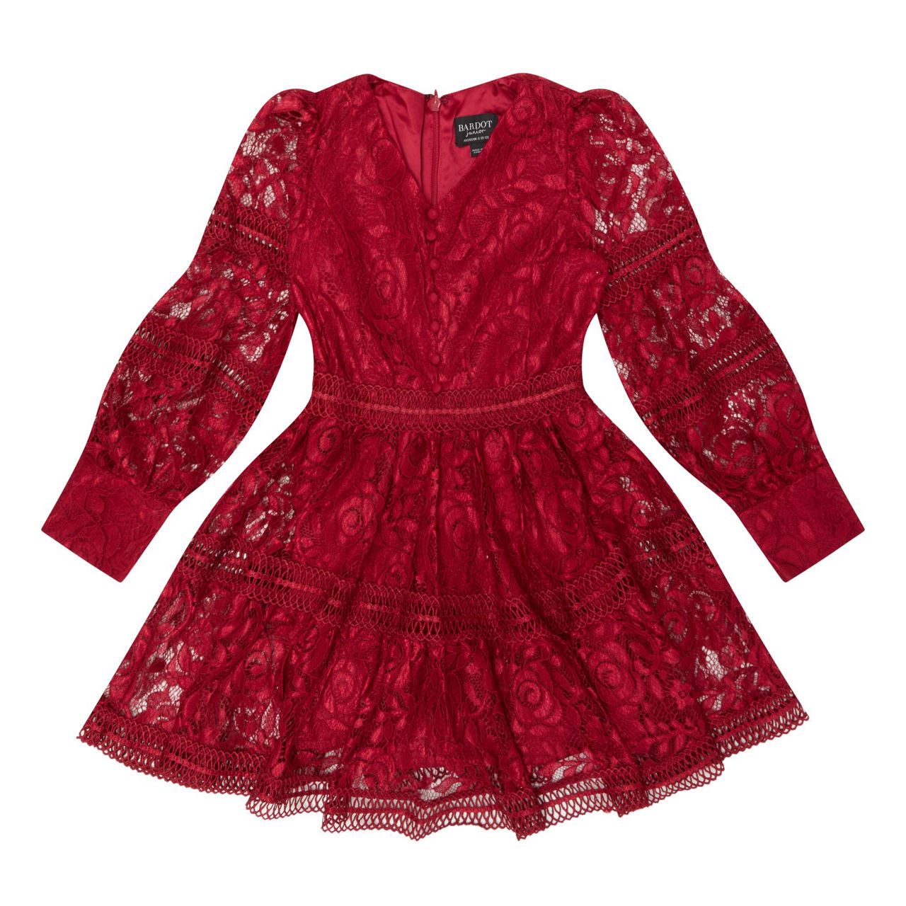 knee length dresses for ladies Bardot Remy Lace Mini Dress in Blue  TrenLend