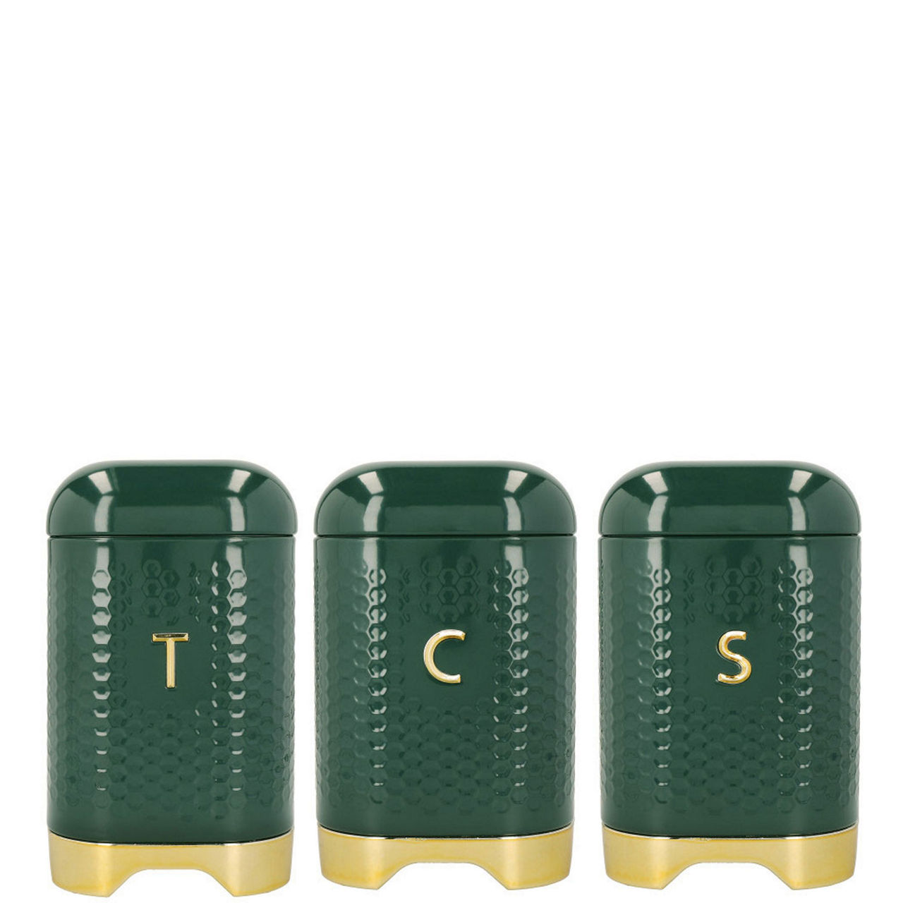 Three-Piece Textured Geometric Tea, Coffee & Sugar Canister Set