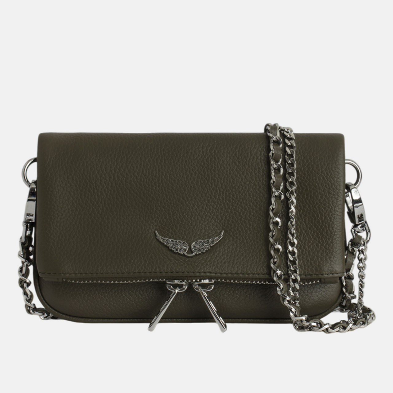 Wings Logo Leather Shoulder Bag