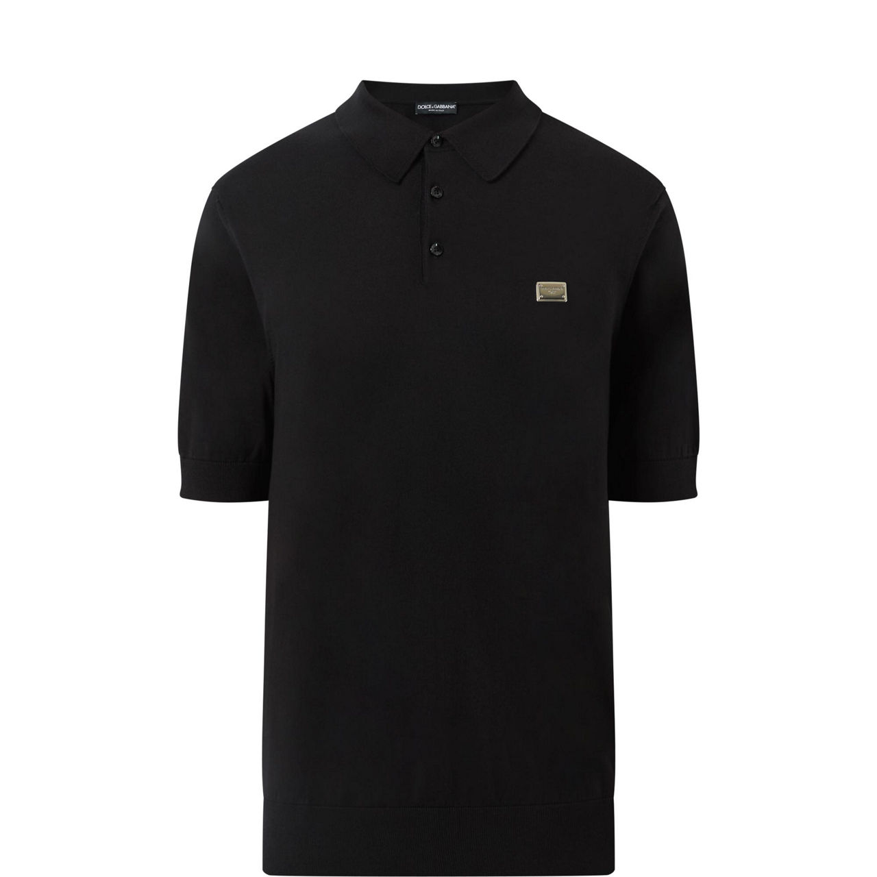 Logo Plaque Knitted Polo Shirt