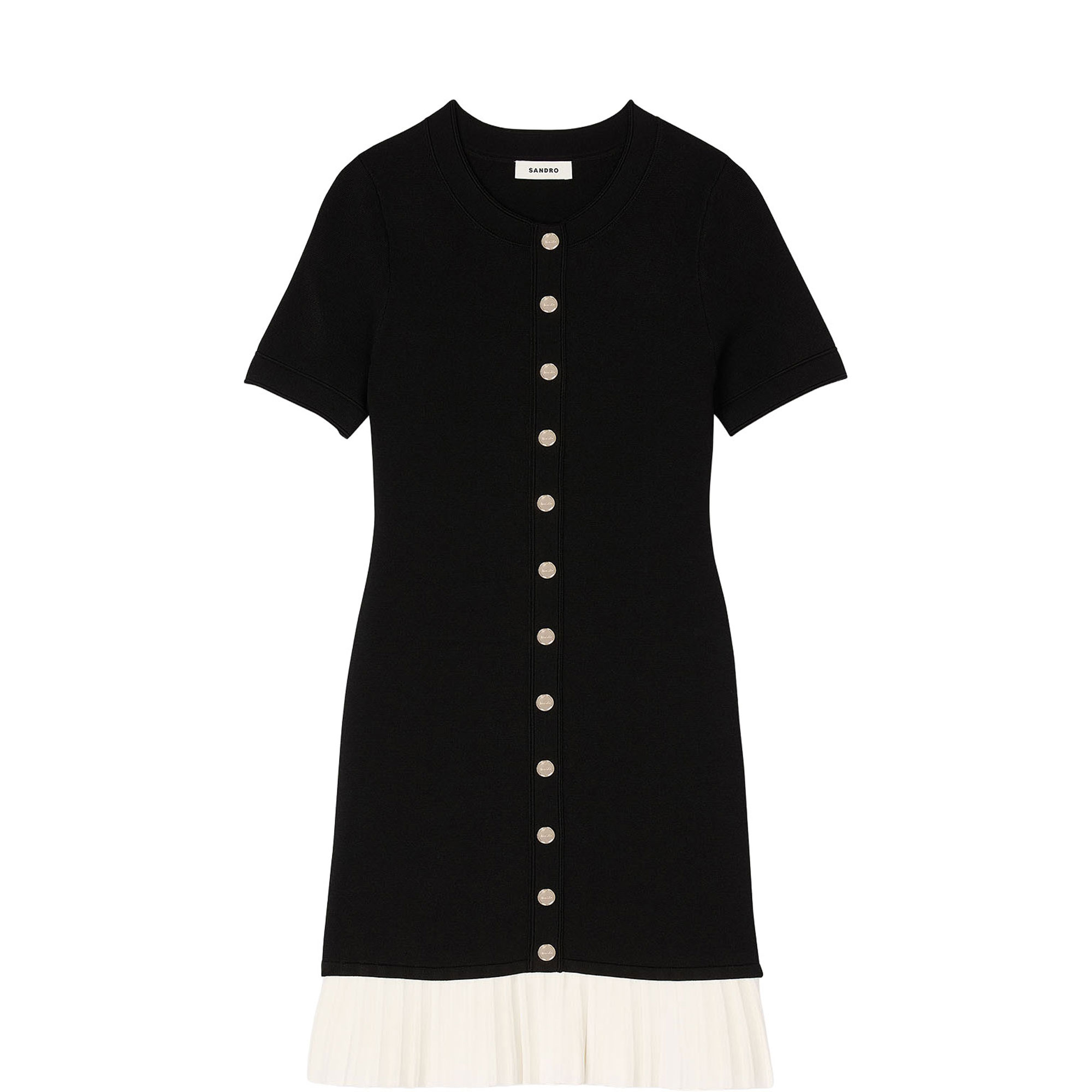 Pleated Knit Mini Dress