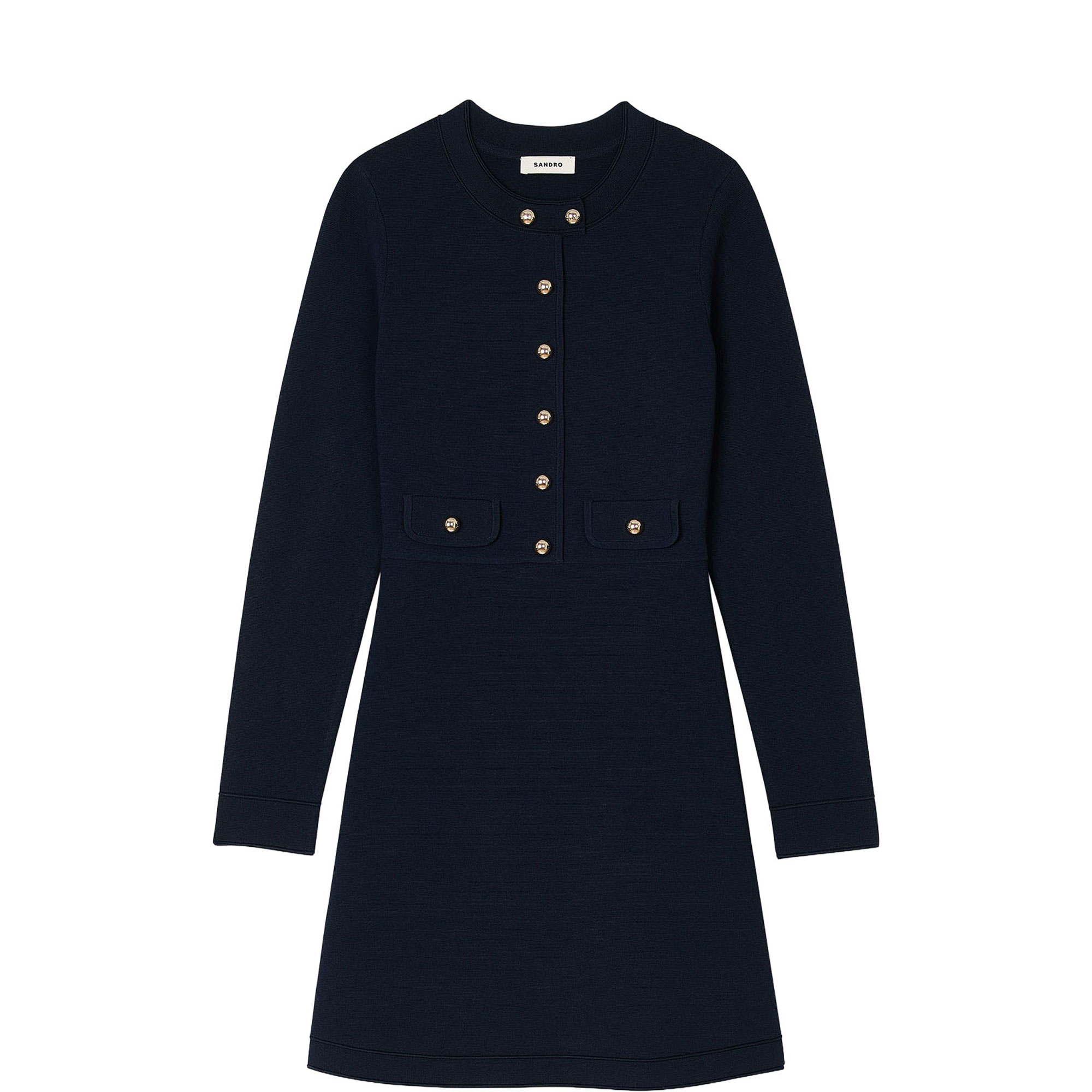 Half-Button Knitted Mini Dress