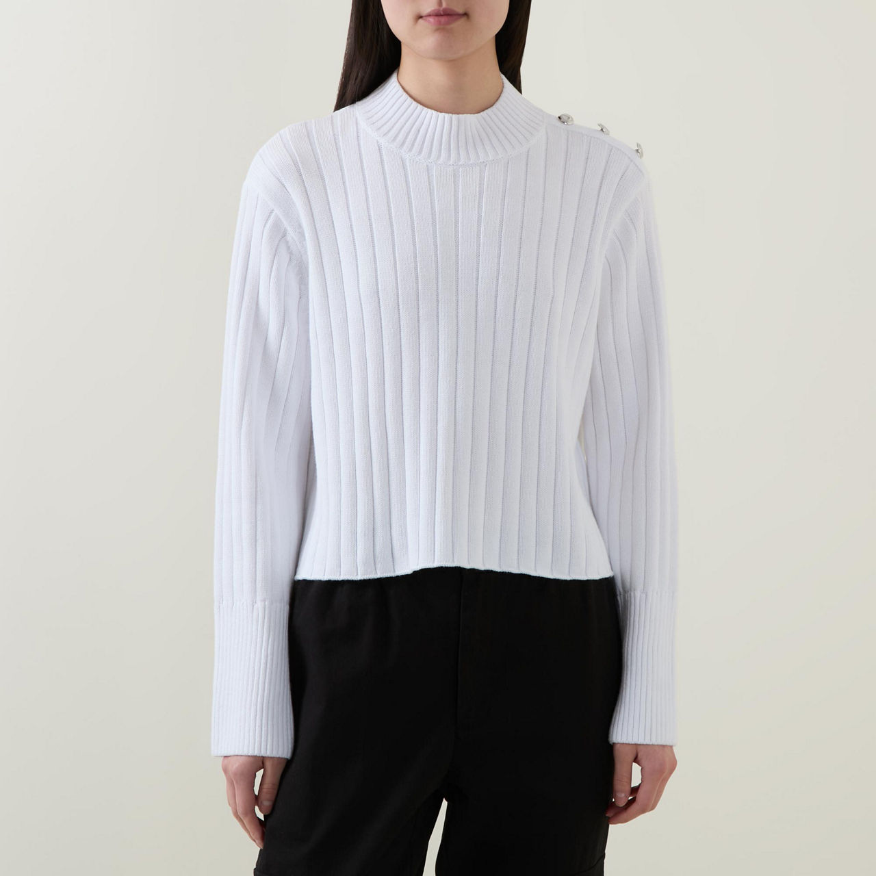 Button-Detail Cropped Sweater Button-Detail Cropped Sweater