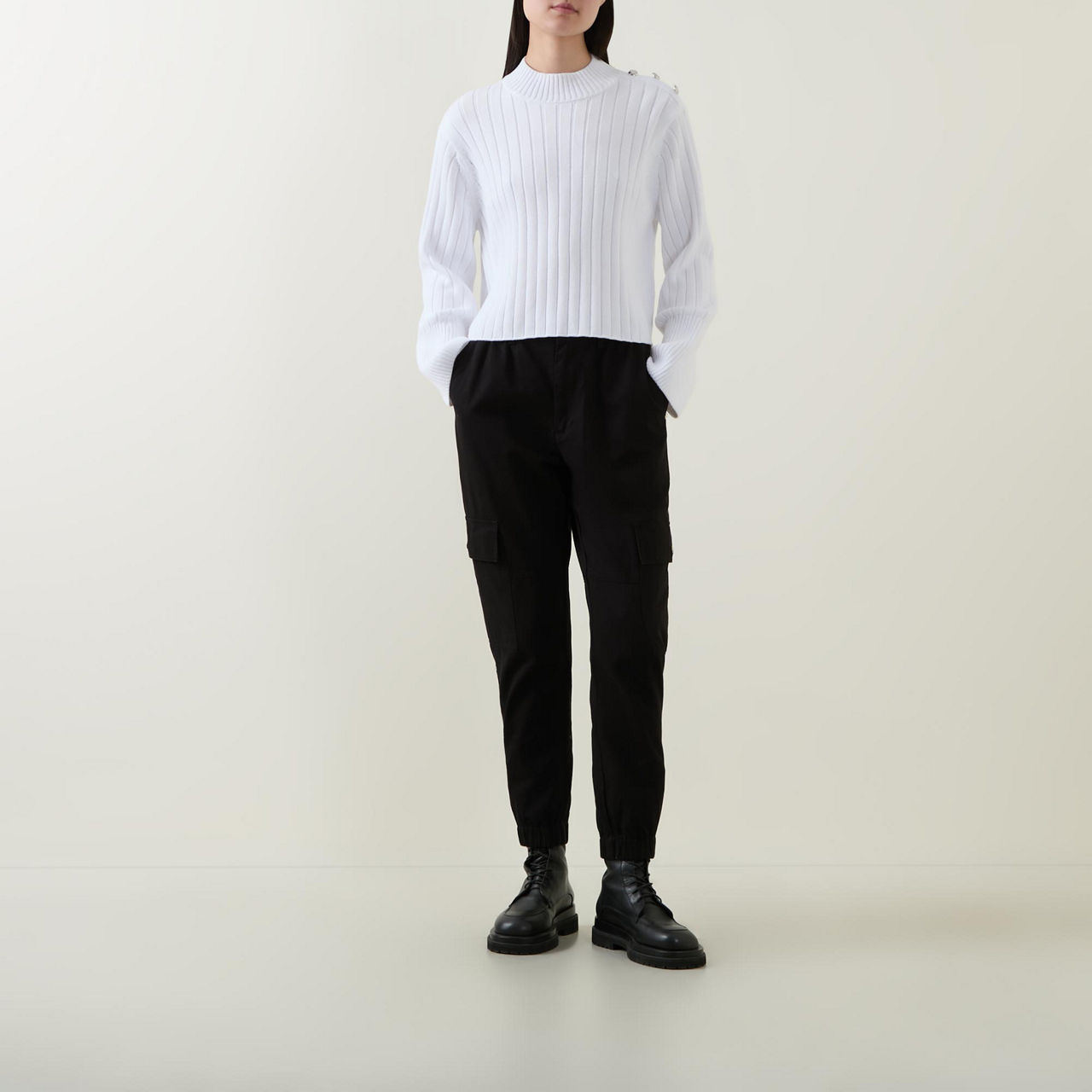 Button-Detail Cropped Sweater Button-Detail Cropped Sweater
