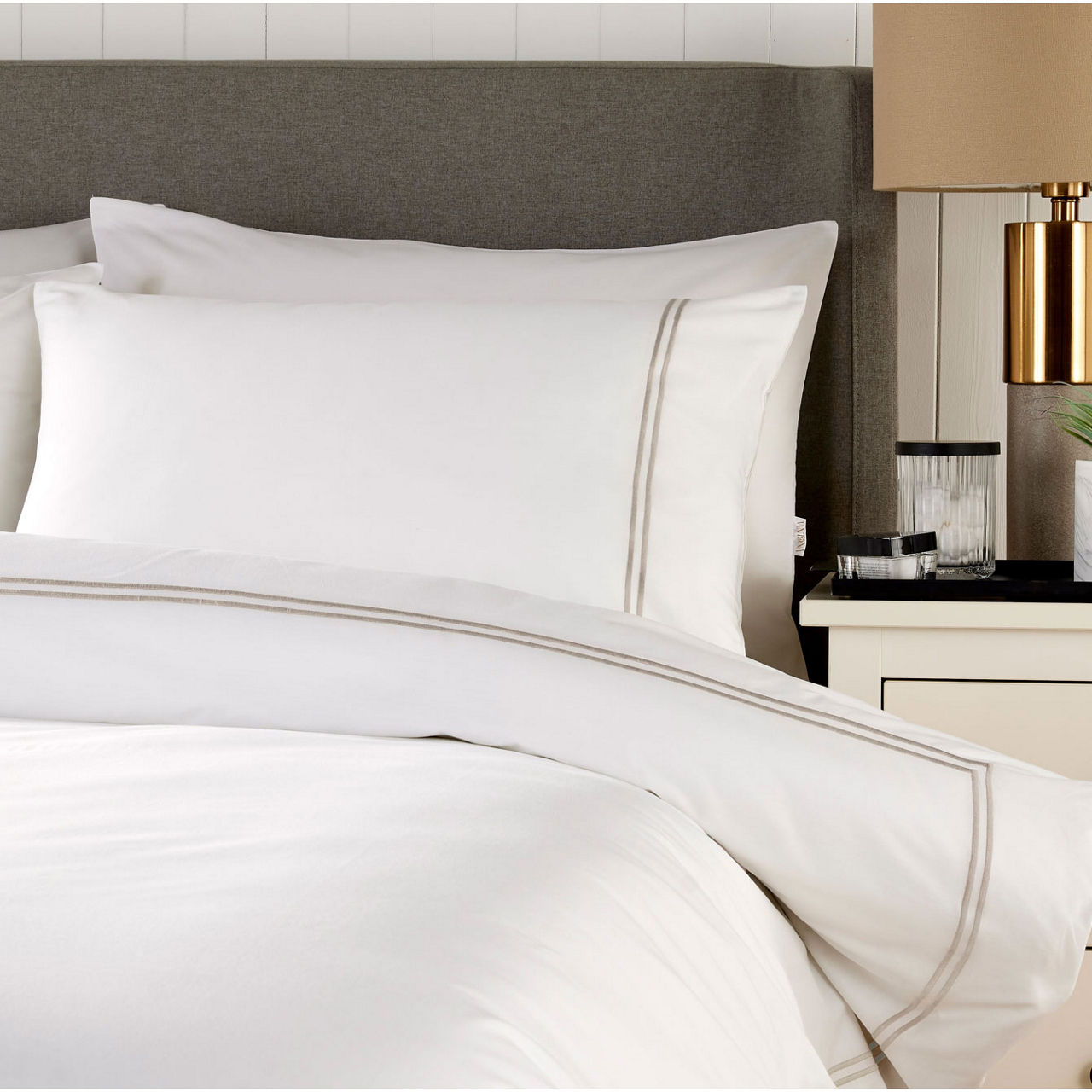 Beretta Double Stitch Duvet Set Taupe