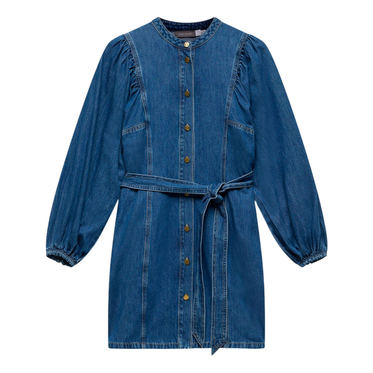 white christmas dresses Black Denim Midi Shirt Dress – Mint Velvet main image 0