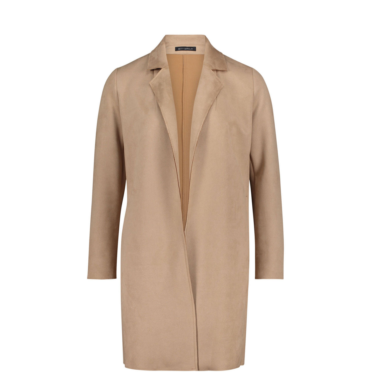 Faux-Suede Open-Front Jacket