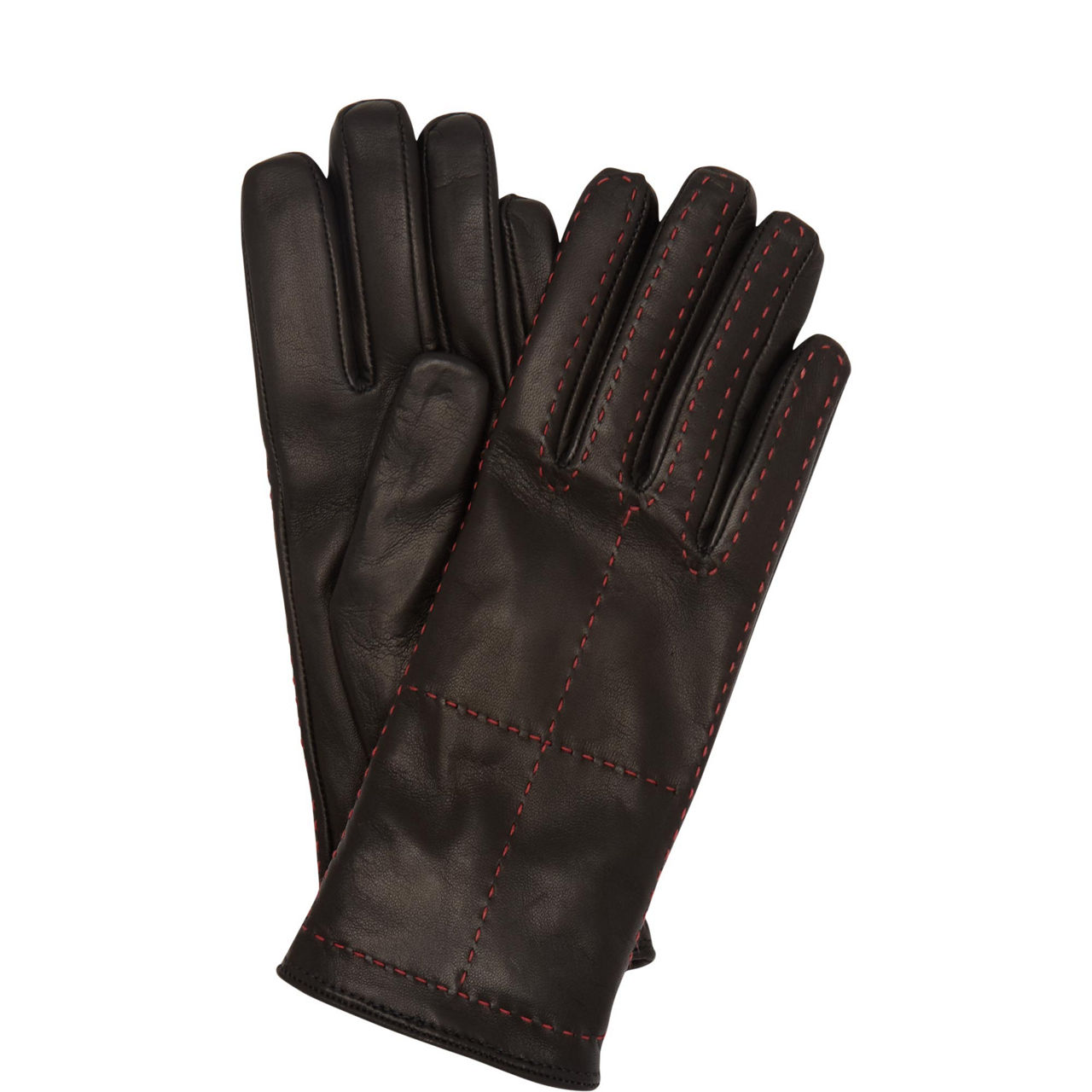 Ismay Contrast Stitch Leather Gloves
