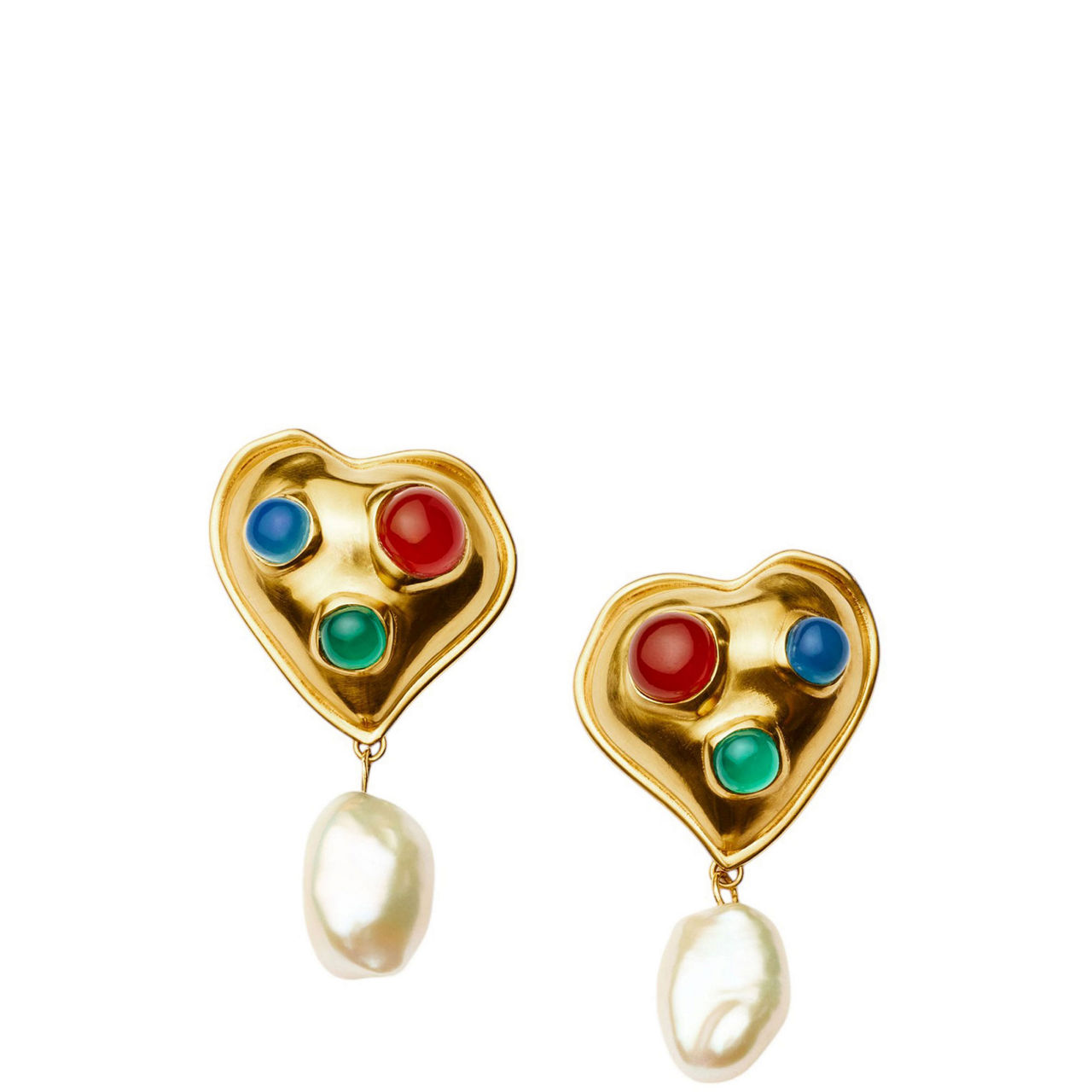 Rouje Marisa Heart Pearl Stud Earrings