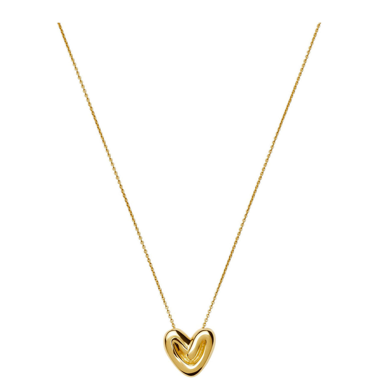 Puffy Heart 18k Gold Plated Necklace