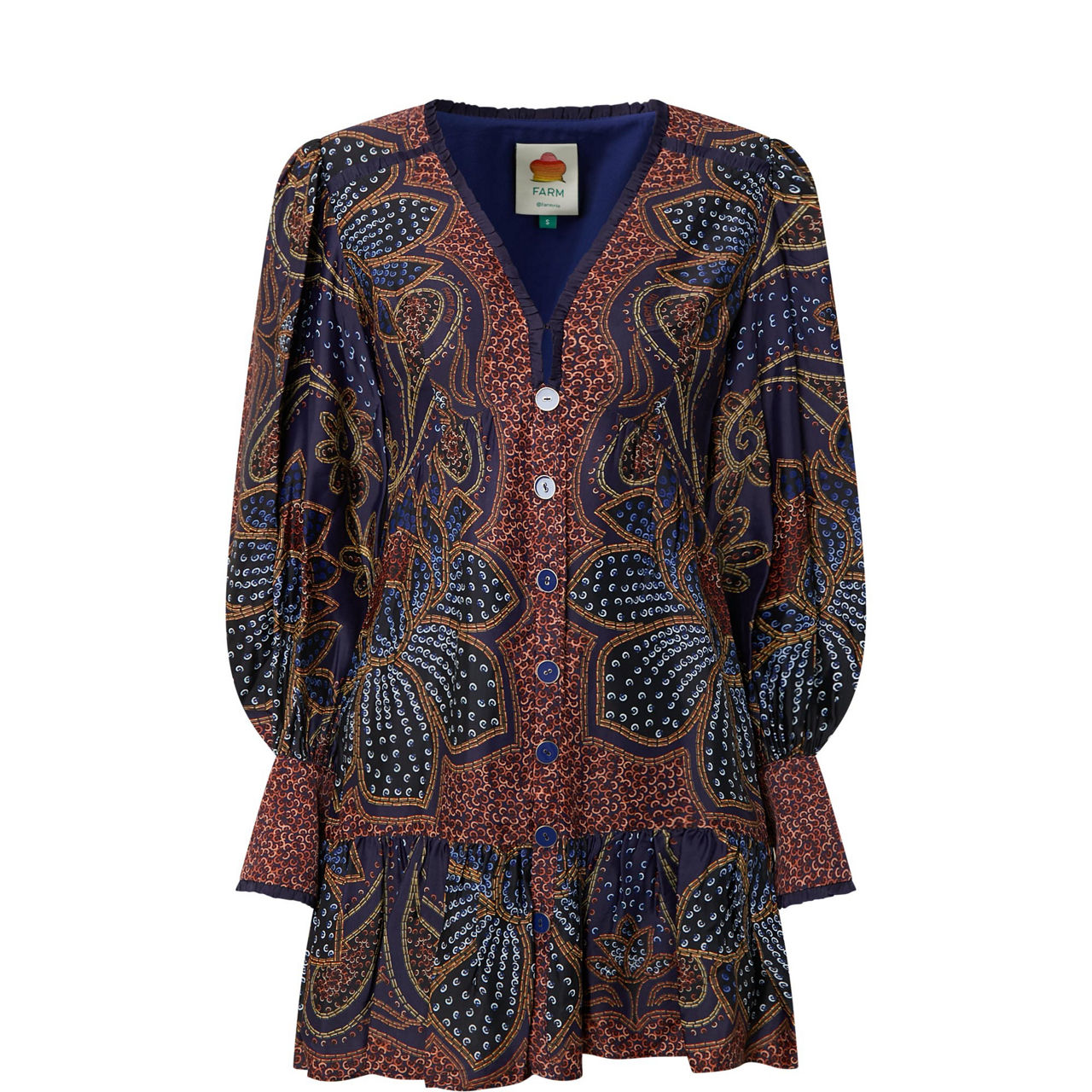 Flower Printed Mini Shirt Dress