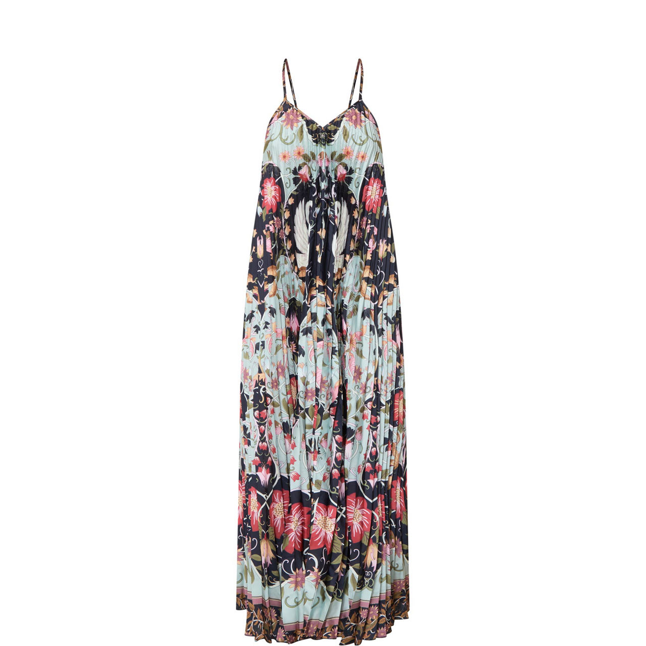 Floral Pleated Flared Dress