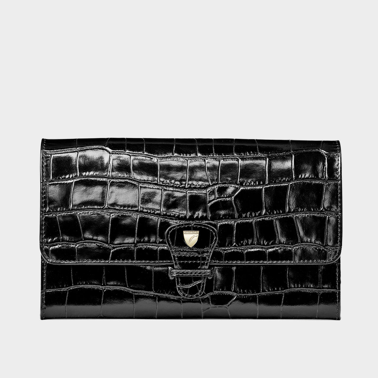 Classic Croc-Embossed Leather Travel Wallet