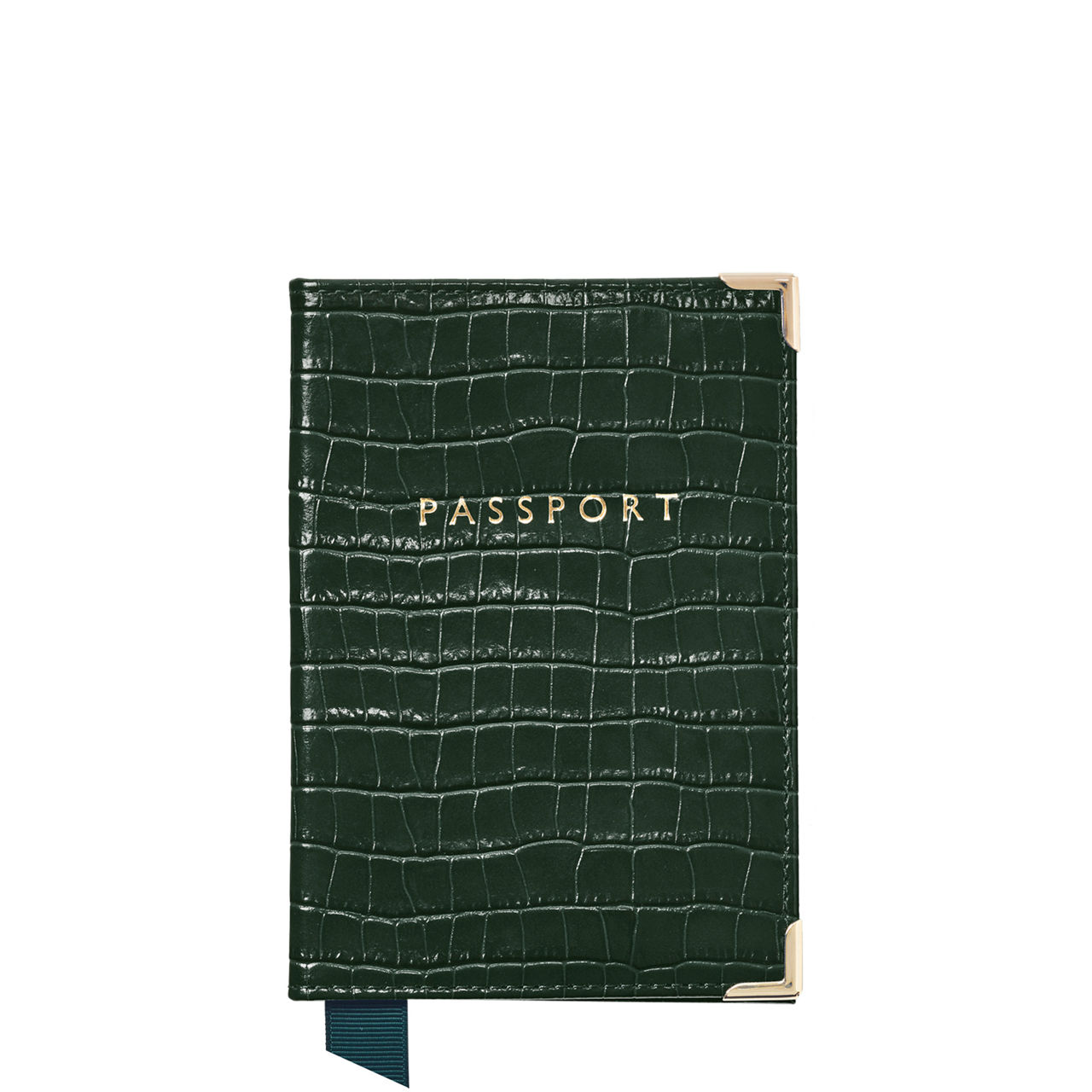 Croc-Embossed Leather Passport Cover