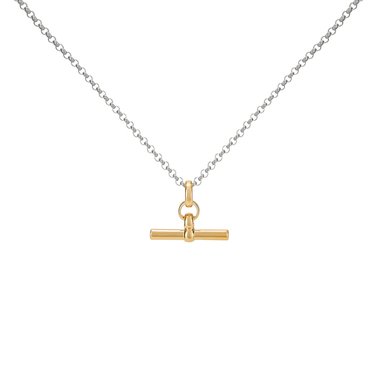 Two-Tone T-Bar Belcher Chain Necklace