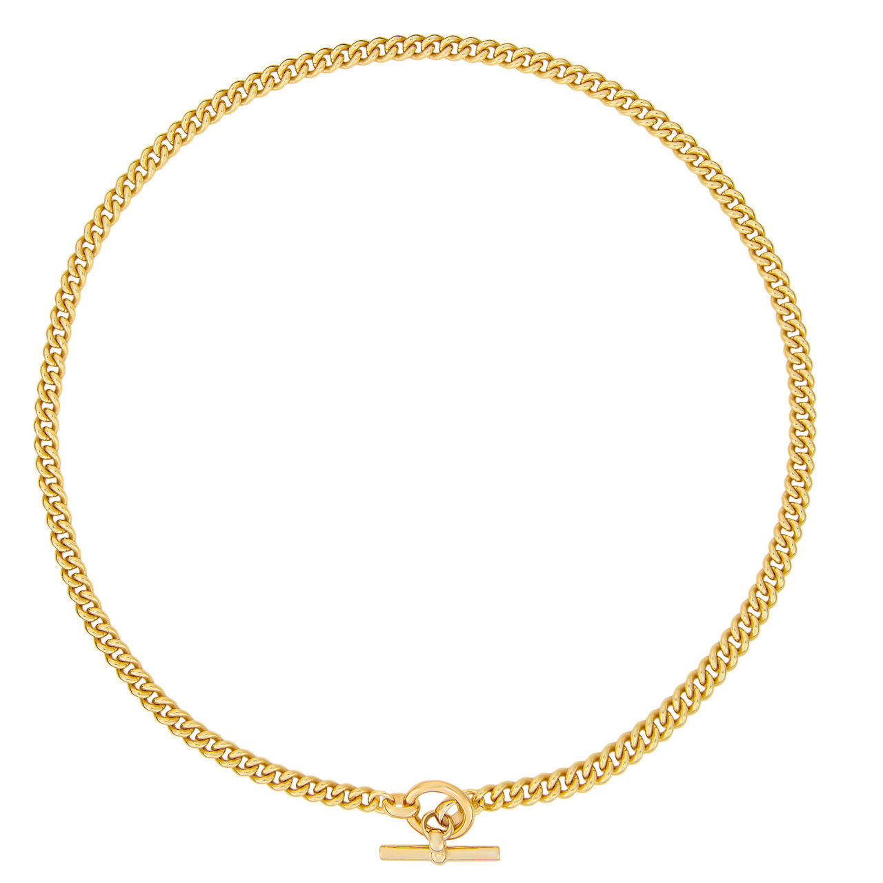 Small Gold-Plated T-Bar Curb Link Necklace