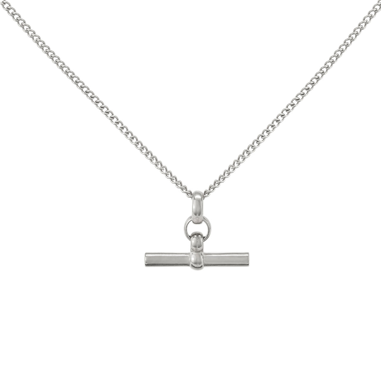 Sterling Silver T-Bar Fine Curb Chain Necklace