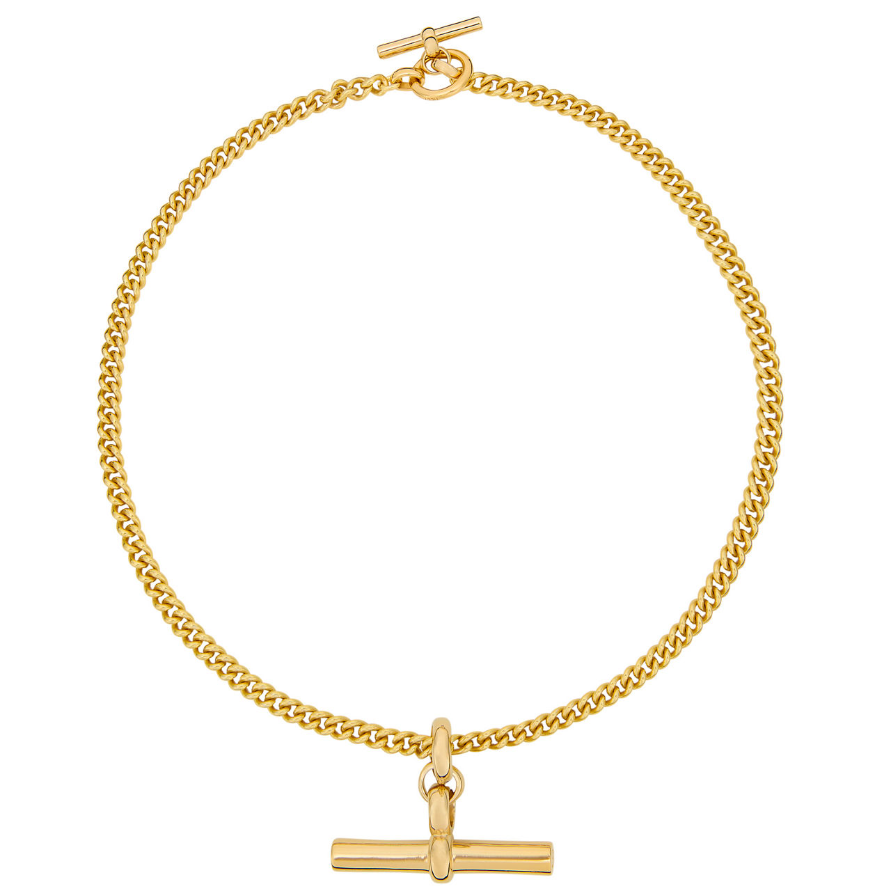Giant Gold-Plated T-Bar Curb Chain Necklace