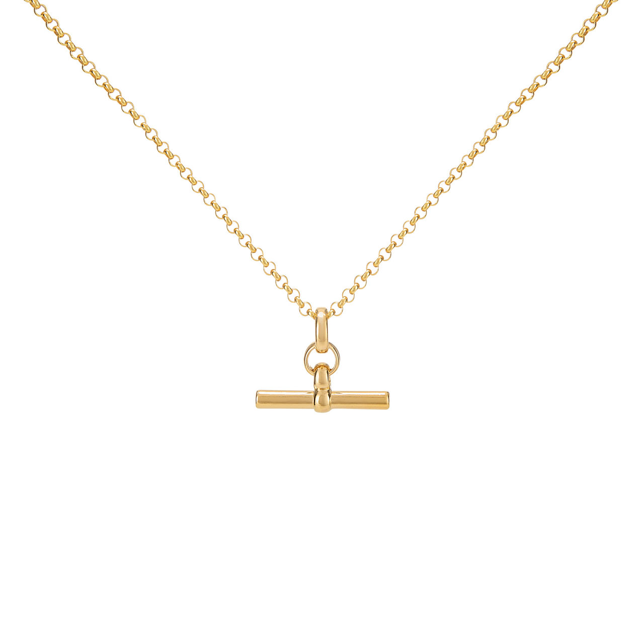 Small Gold-Plated T-Bar Trace Chain Necklace
