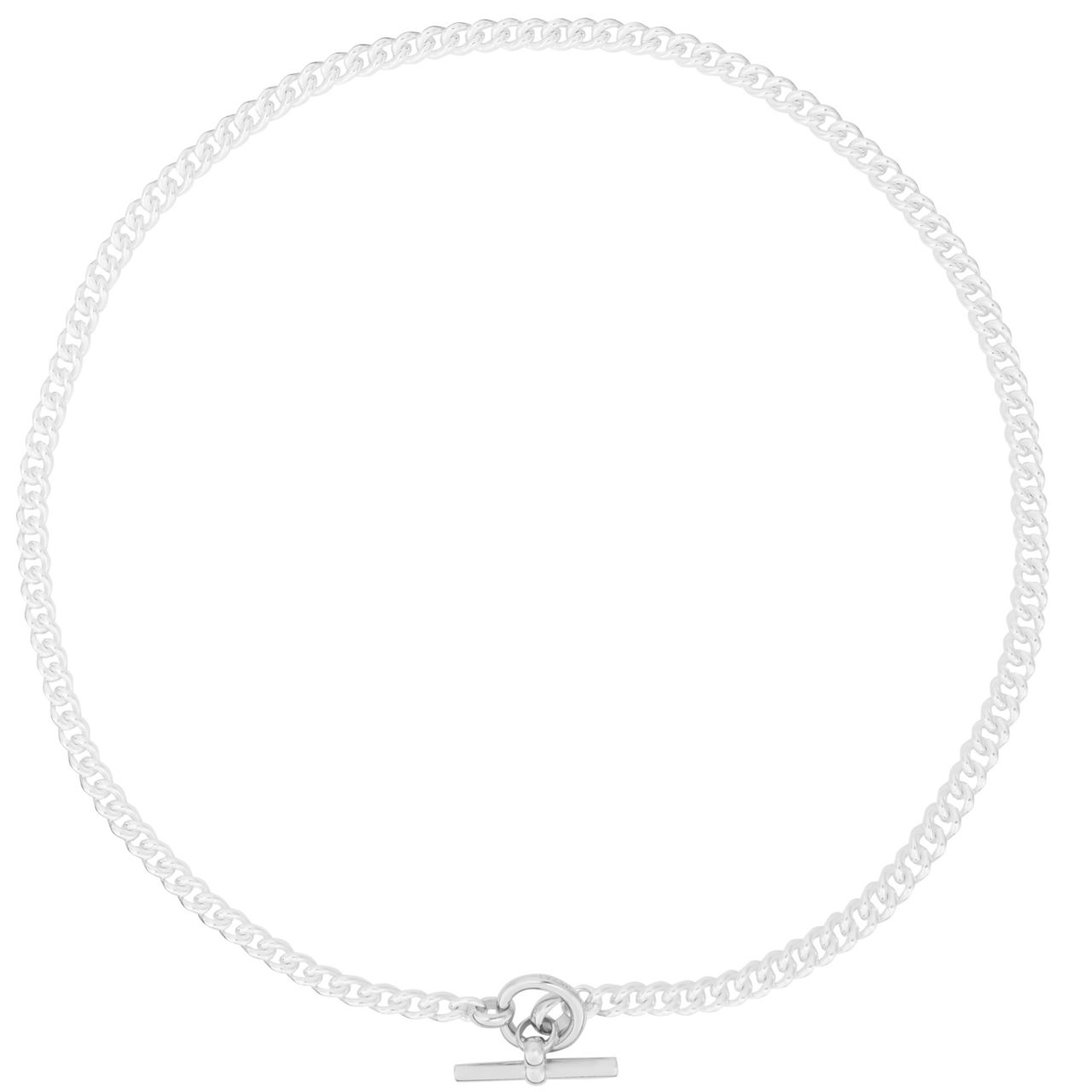 Small Sterling Silver T-Bar Curb Link Necklace