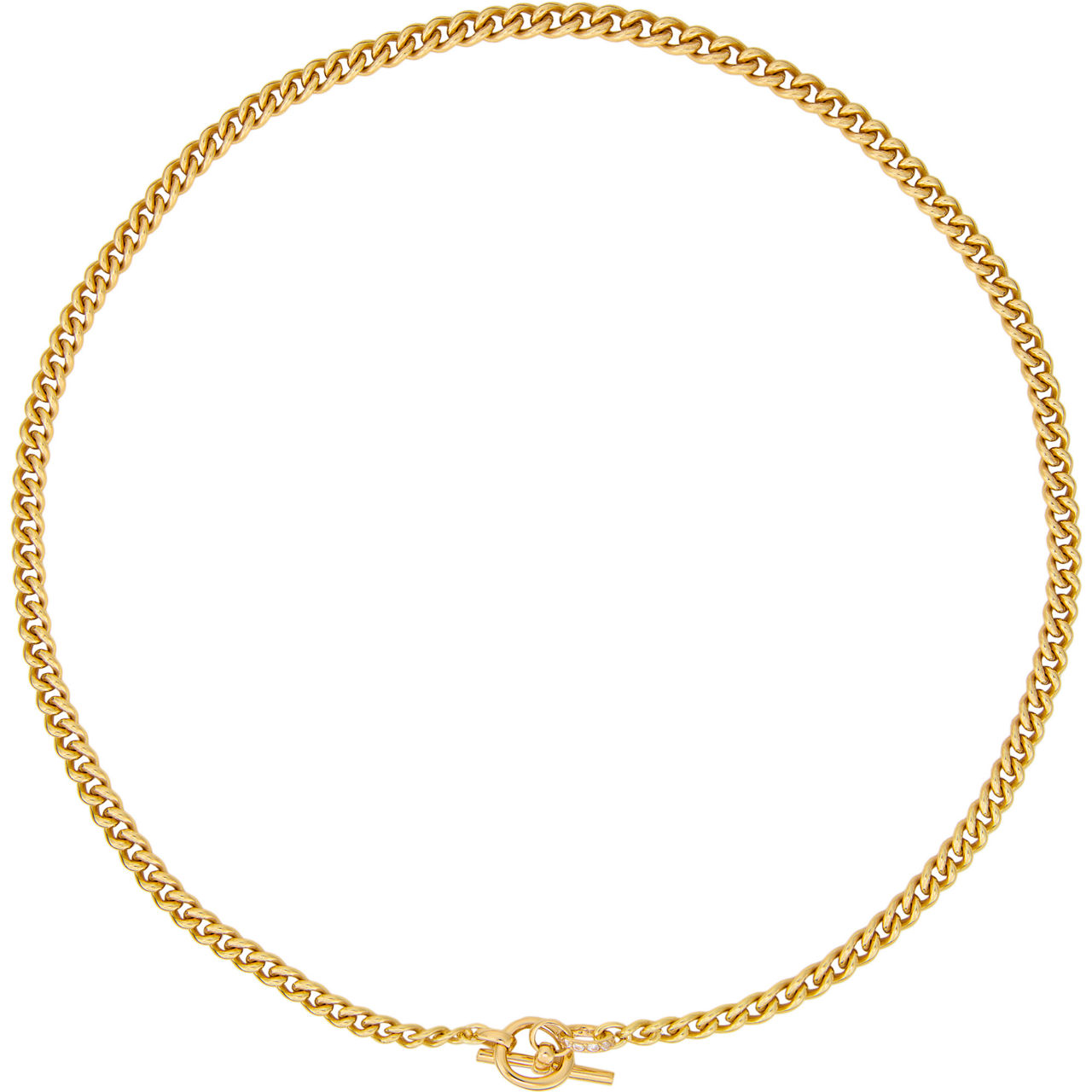 Small Gold-Plated Jewelled T-Bar Curb Chain Necklace