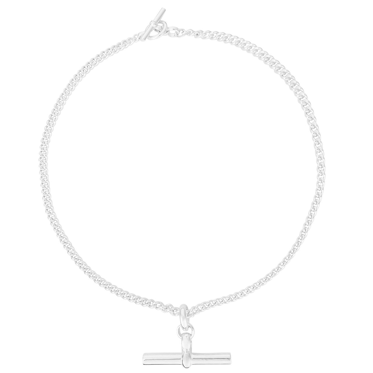 Giant Sterling Silver T-Bar Curb Chain Necklace