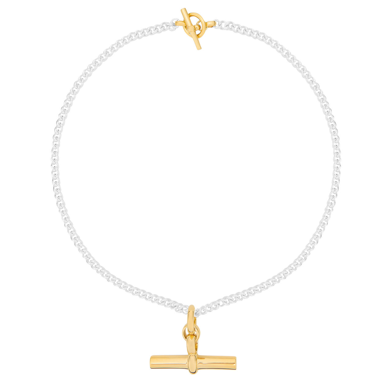 Two-Tone Giant T-Bar Belcher Chain Necklace