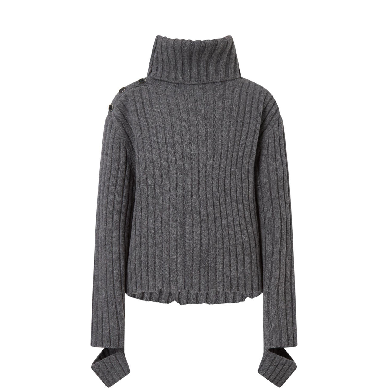 Distressed Rib-Knit Turtleneck