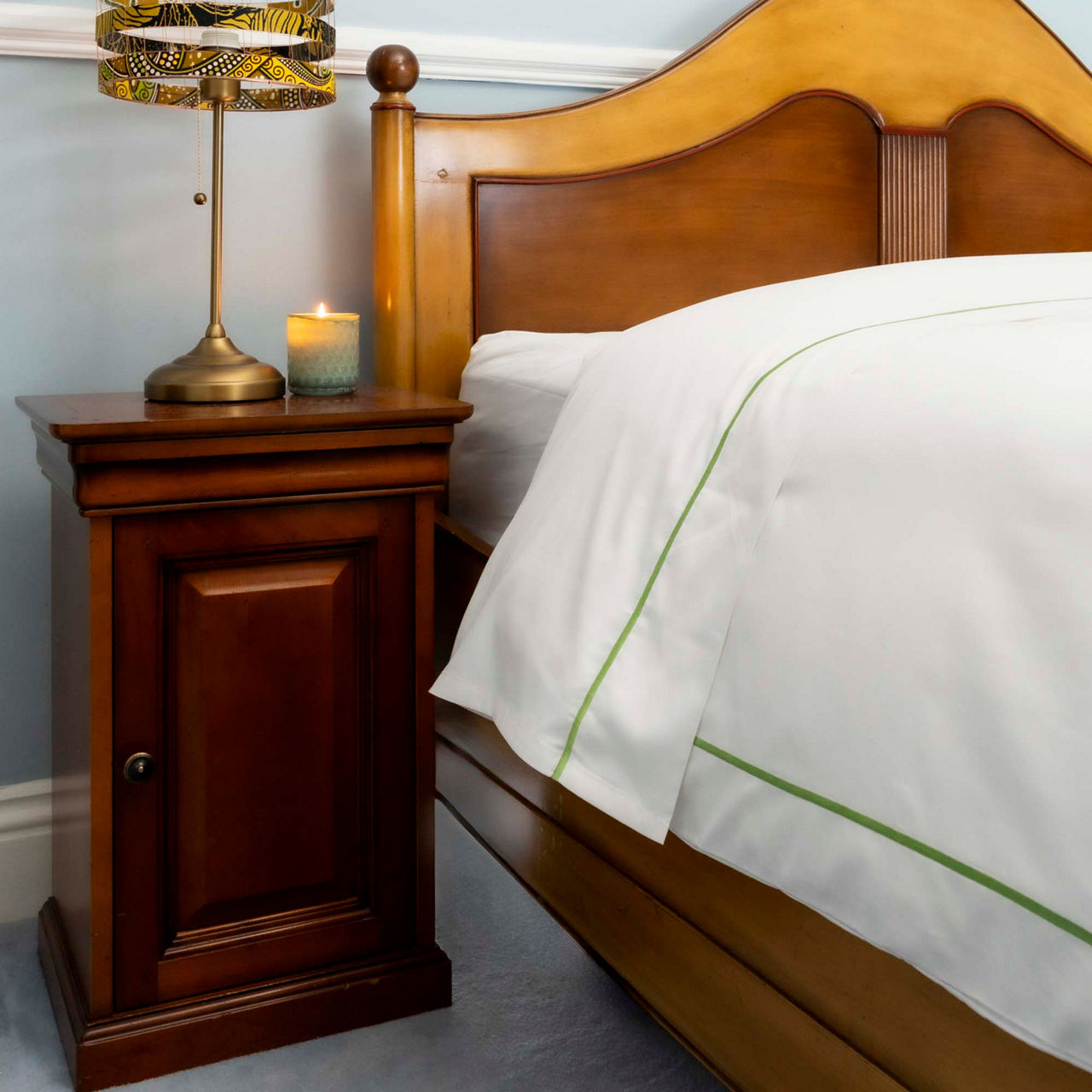 Sea Breeze Flat Sheet 310 Thread Count White-Green 