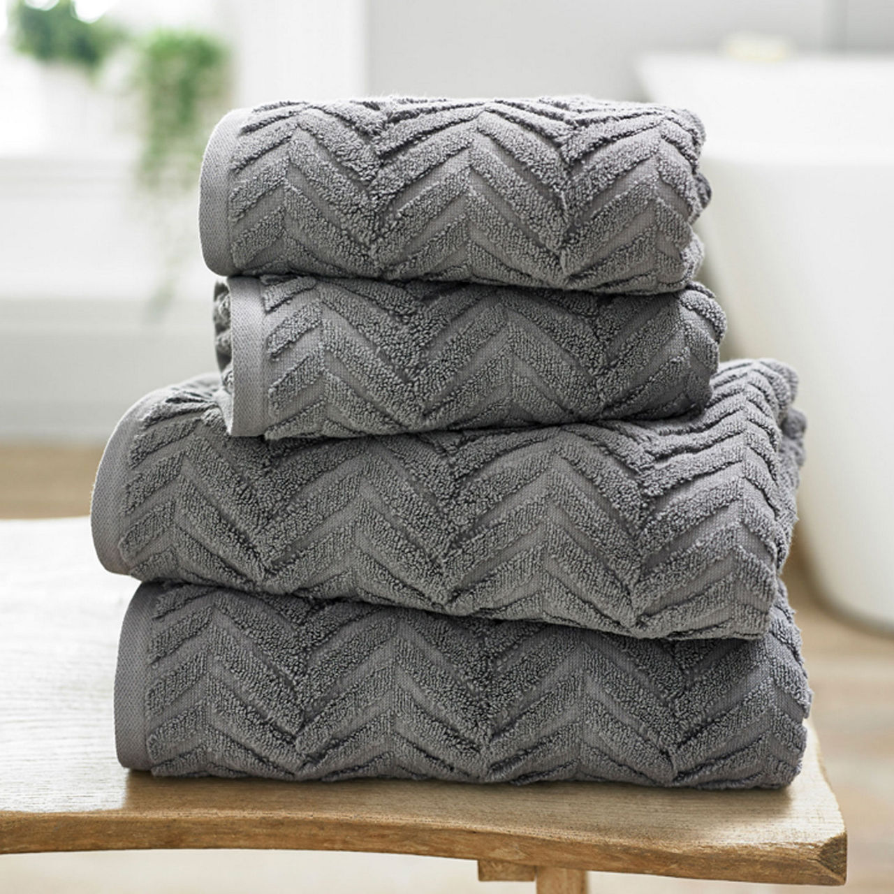 Catalonia Textured Towel Dark Grey