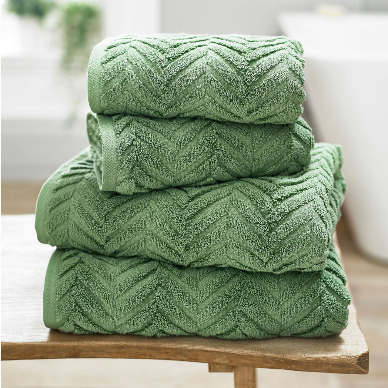 Catalonia Textured Towel Green