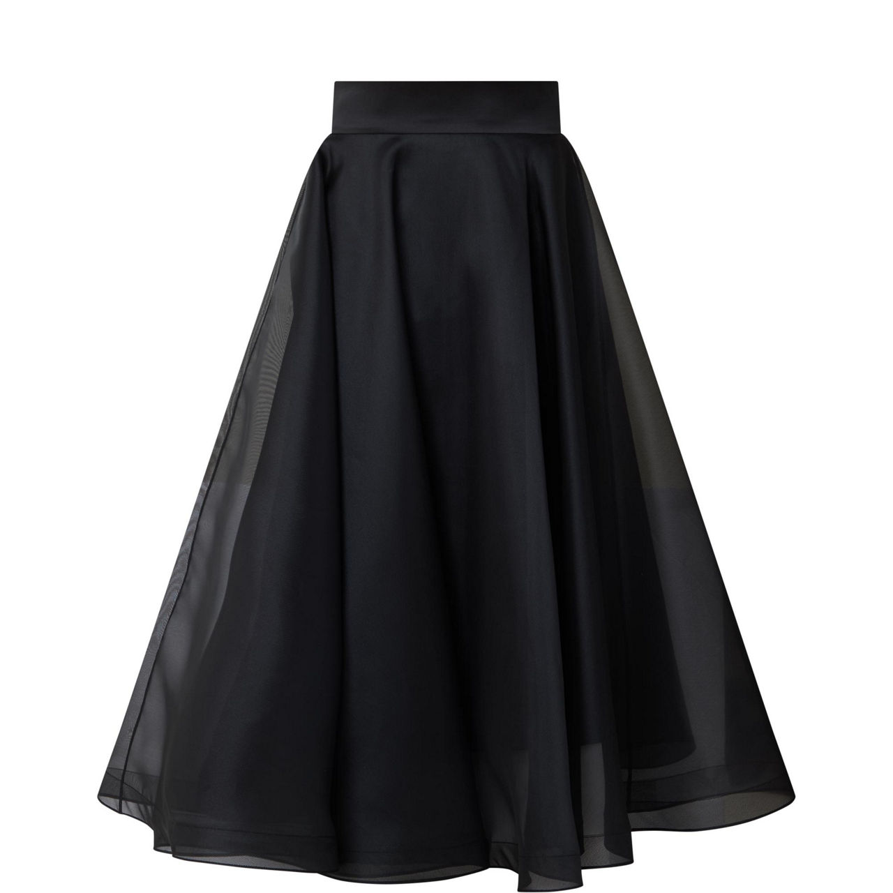 Edie High-Rise Organza Flared Skirt