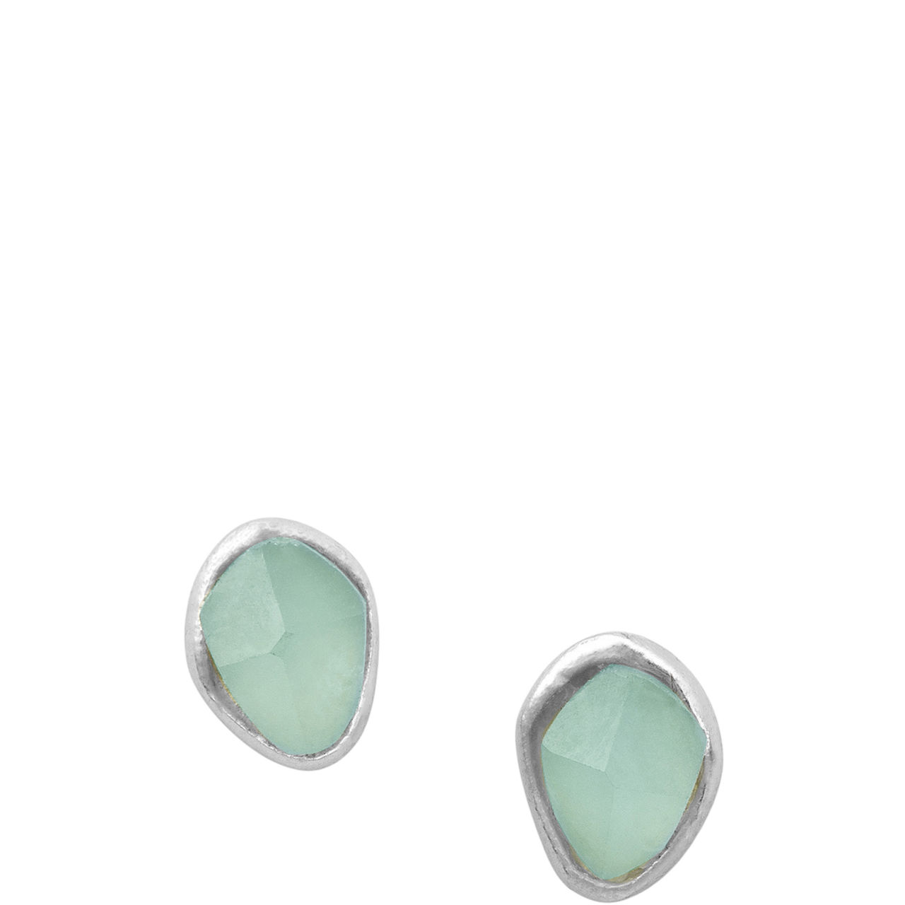 Aqua Chalcedony Stepping Stone Stud Earrings