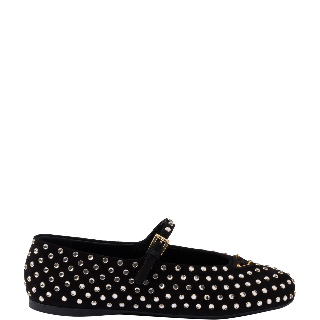 Suede Embellished Ballet Flats