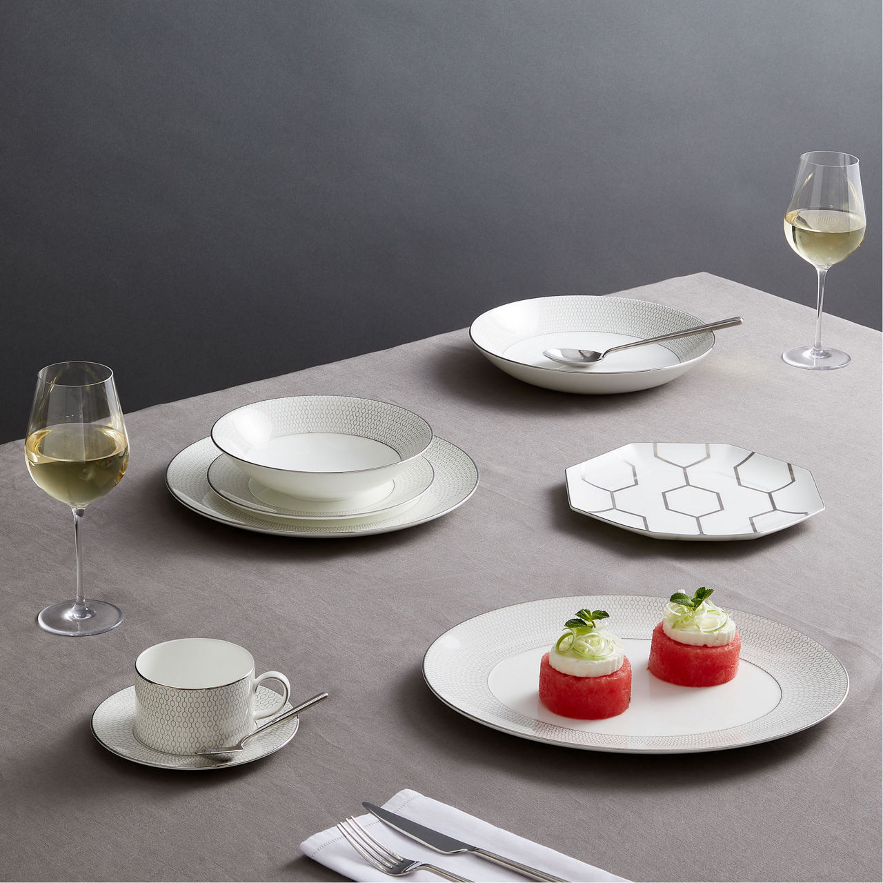 Gio Platinum Teacup & Saucer Two-Piece Set Gio Platinum Teacup & Saucer Two-Piece Set