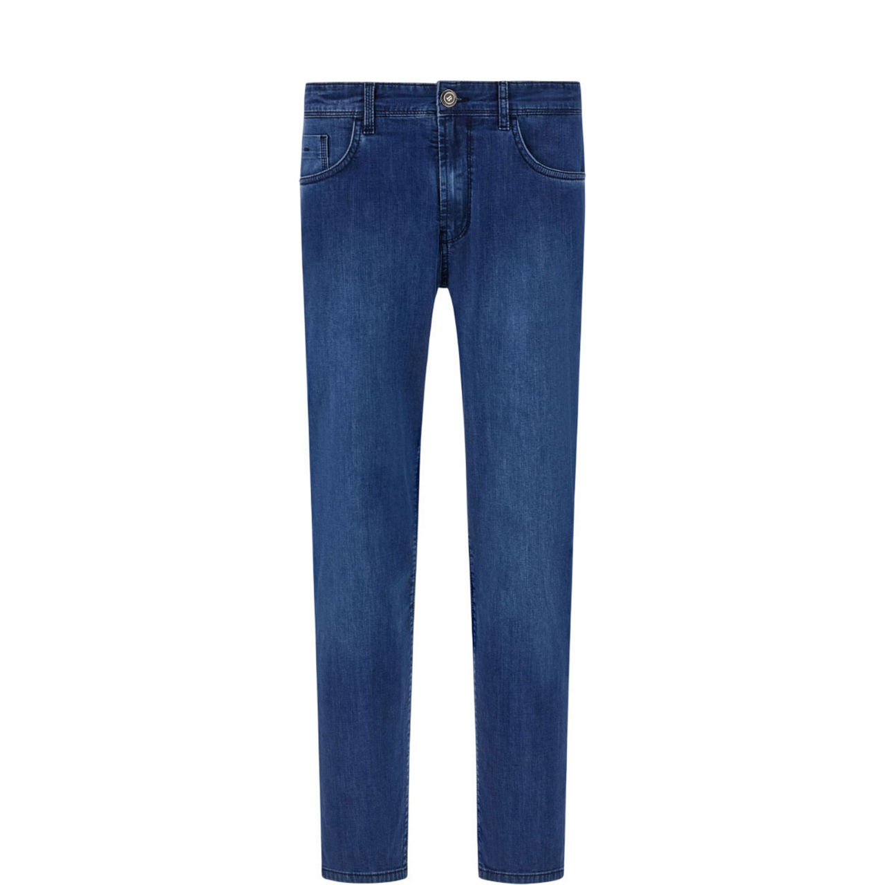 Stretch Denim Straight Leg Jeans