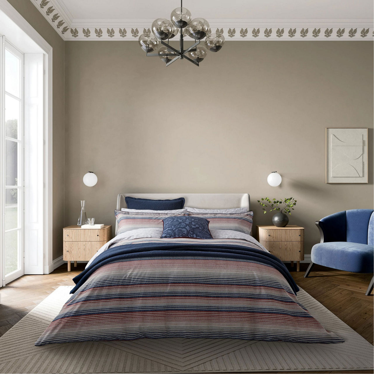 Stafford Duvet Set Navy/Red