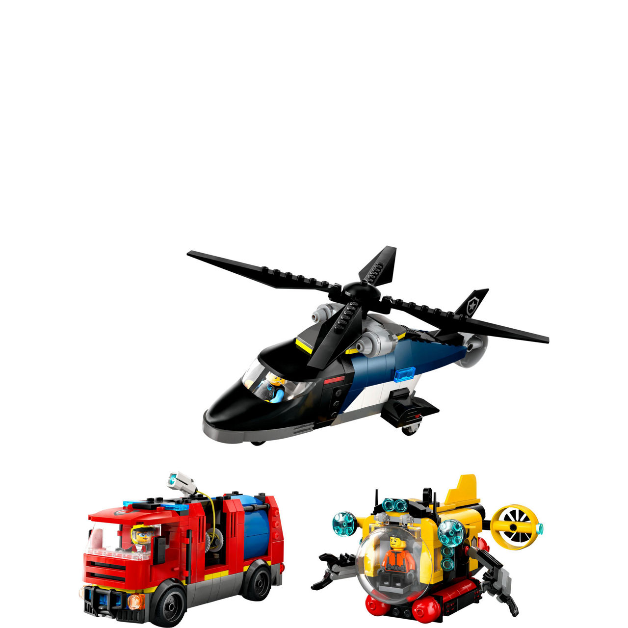 City Great Vehicles Helicopter, Fire Engine & Submarine Remix