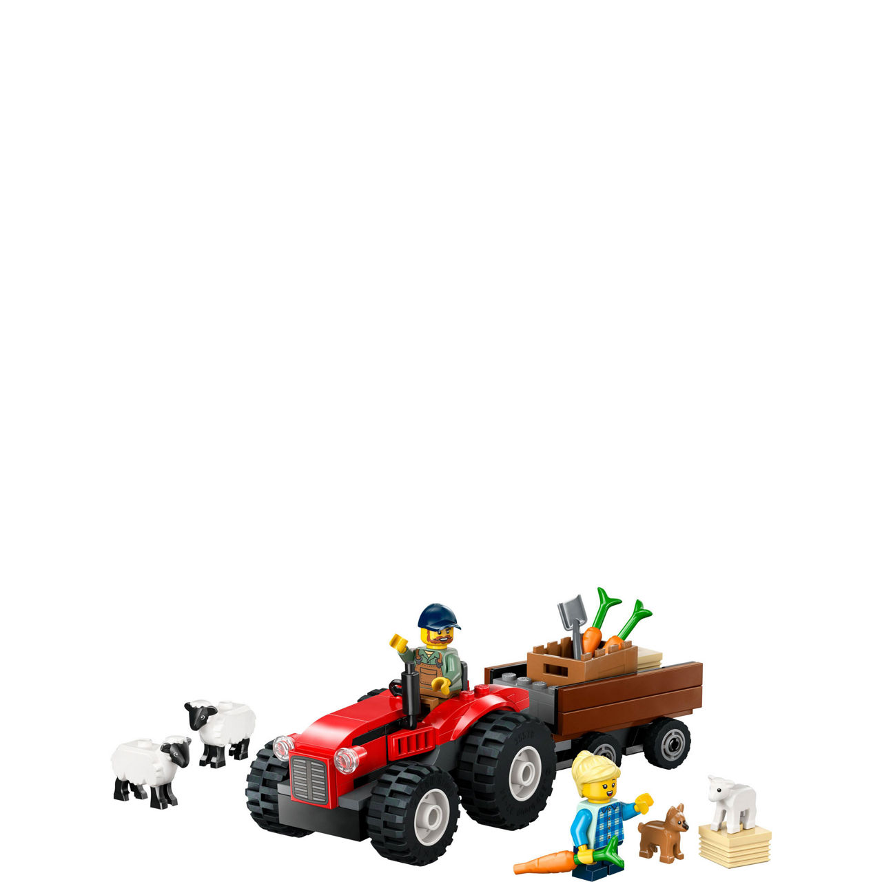 City Great Vehicles Red Farm Tractor with Trailer & Sheep