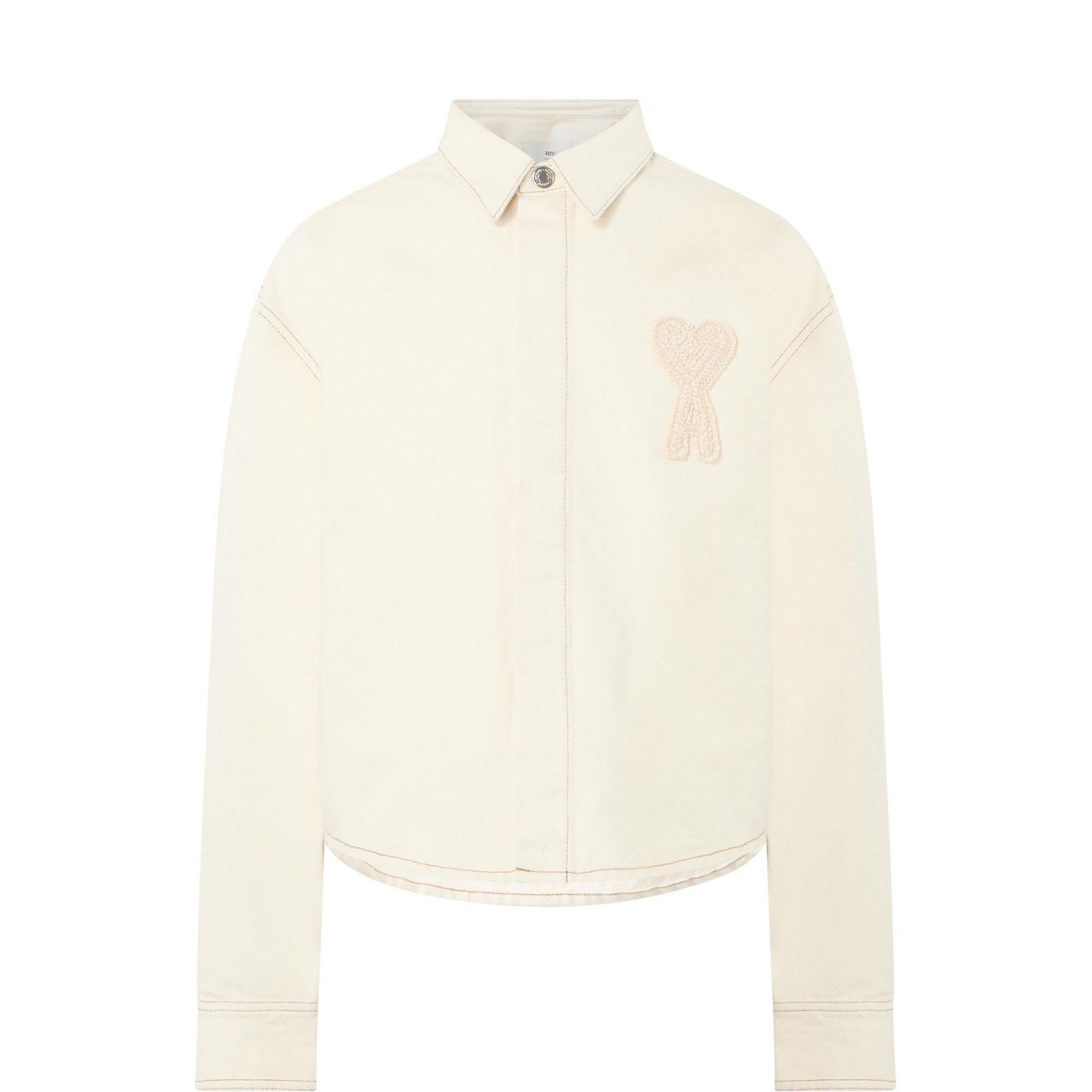 Appliqué Logo Cropped Denim Shirt