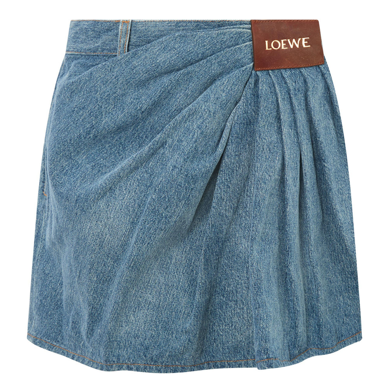 LOEWE Draped Denim Mini Skirt