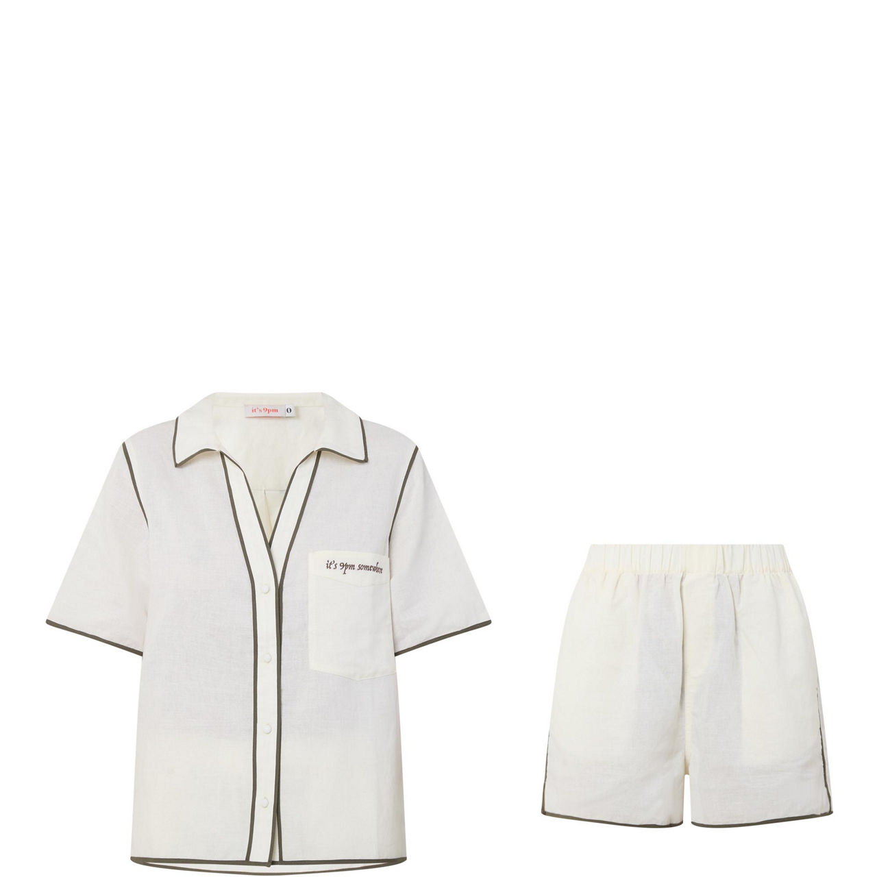 Matilda Piped Shirt & Shorts Pyjama Set
