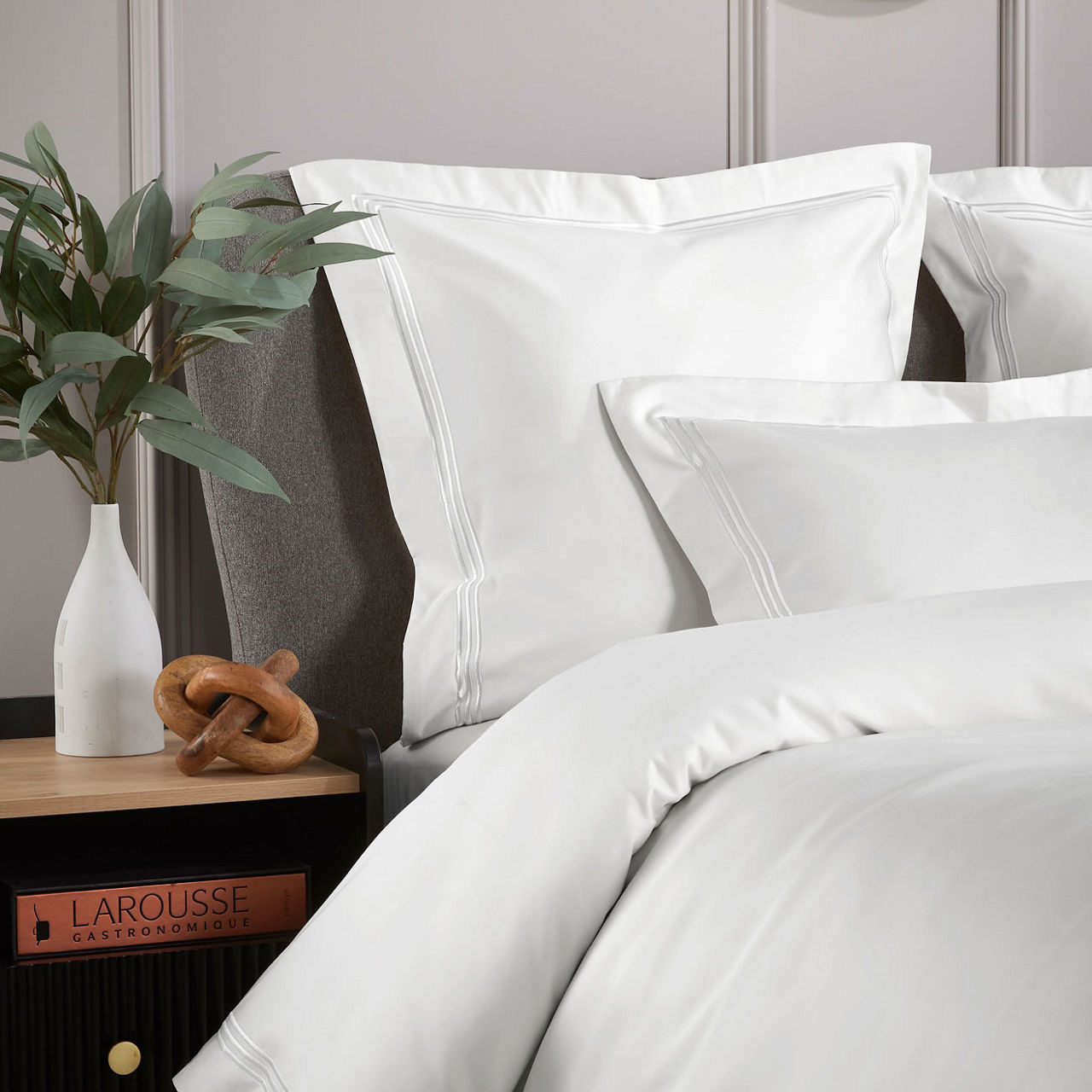 Triple Row Cord 800 Thread Count Pillowcase Square White on White Triple Row Cord 800 Thread Count Pillowcase Square White on White