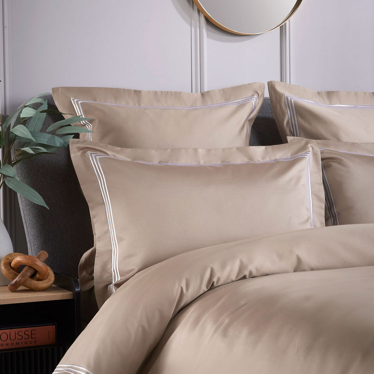 Triple Row Cord 800 Thread Count Oxford Pillowcase White on Flax