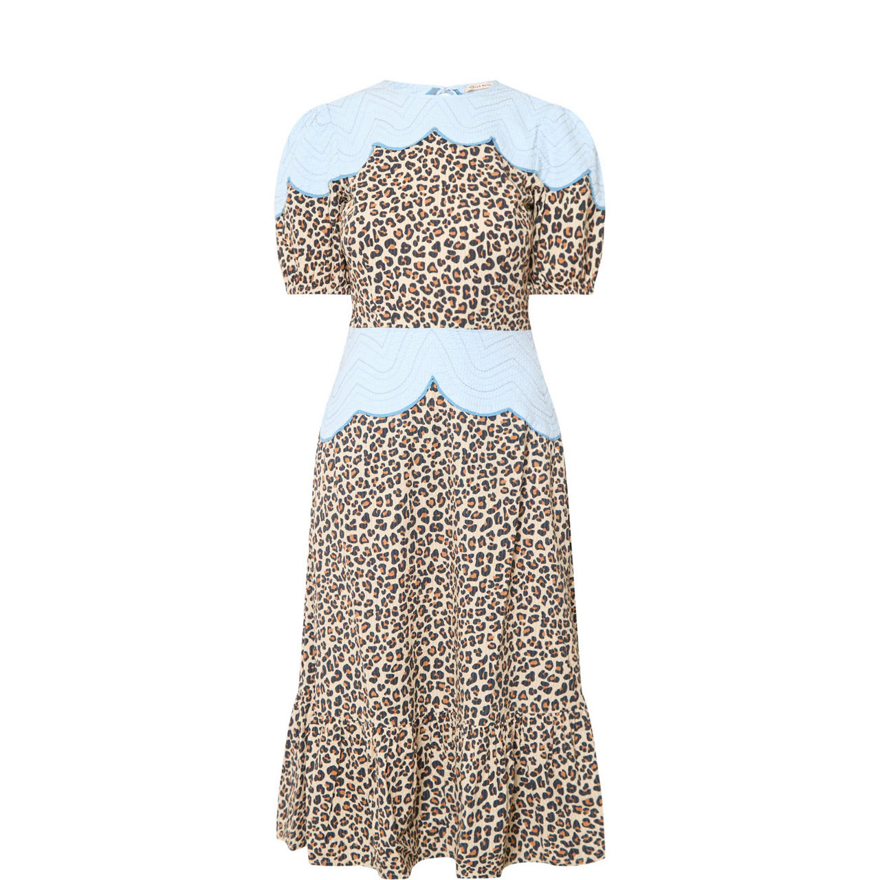 Embroidery Panelled Leopard Dress