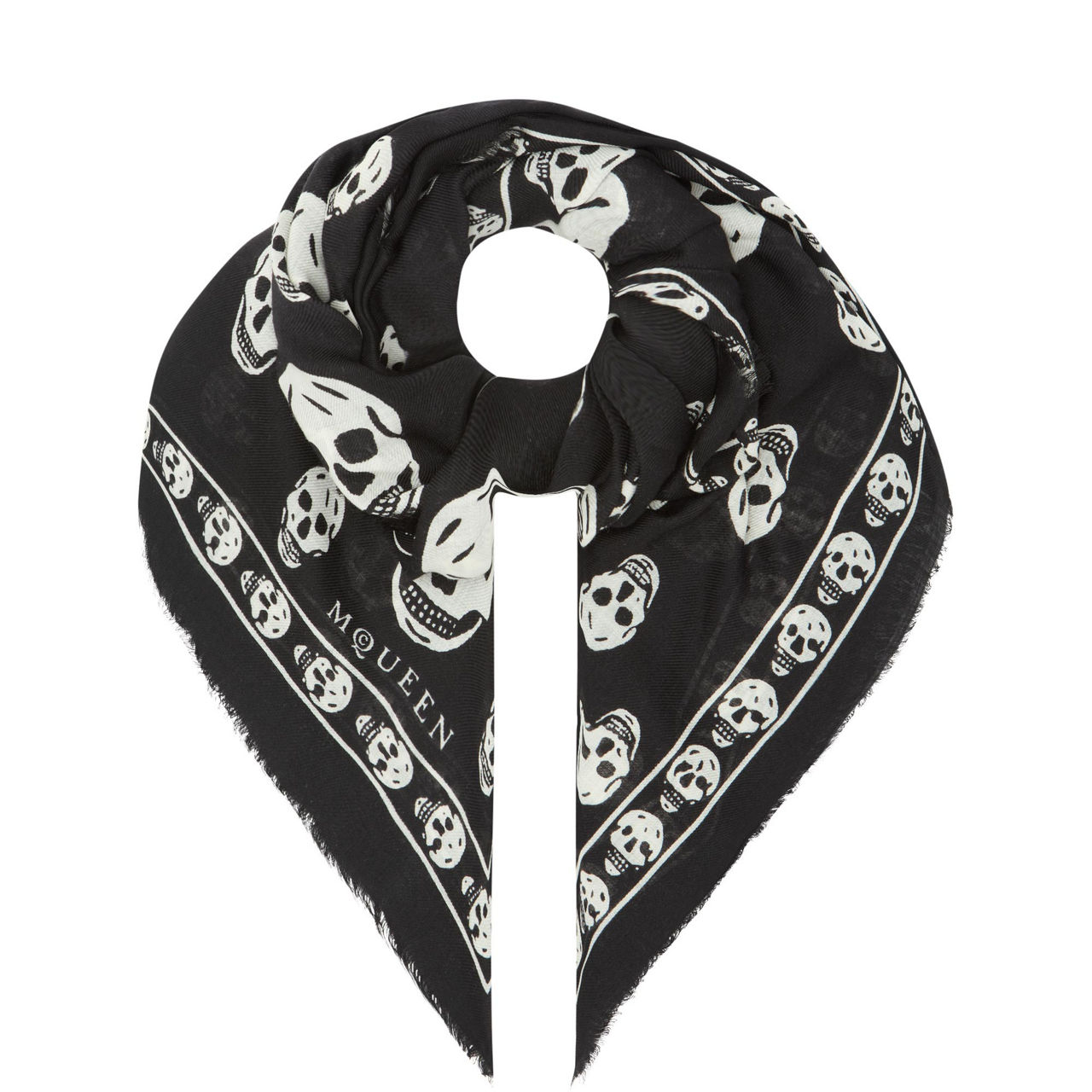 Classic Skull Print Silk Scarf