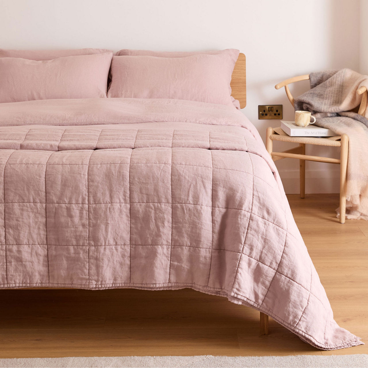 Blush Linen Quilted Blanket