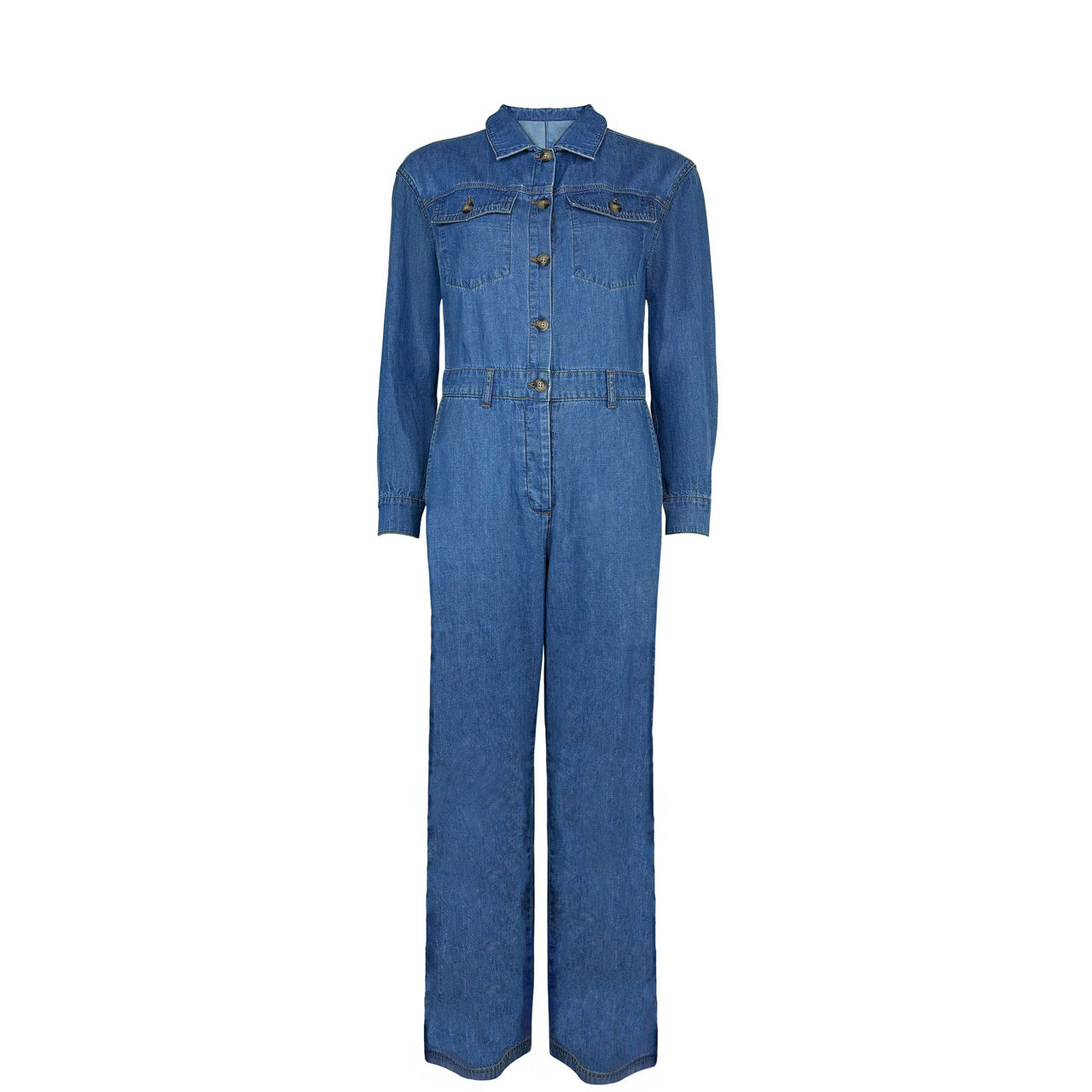 Straight Leg Denim Jumpsuit