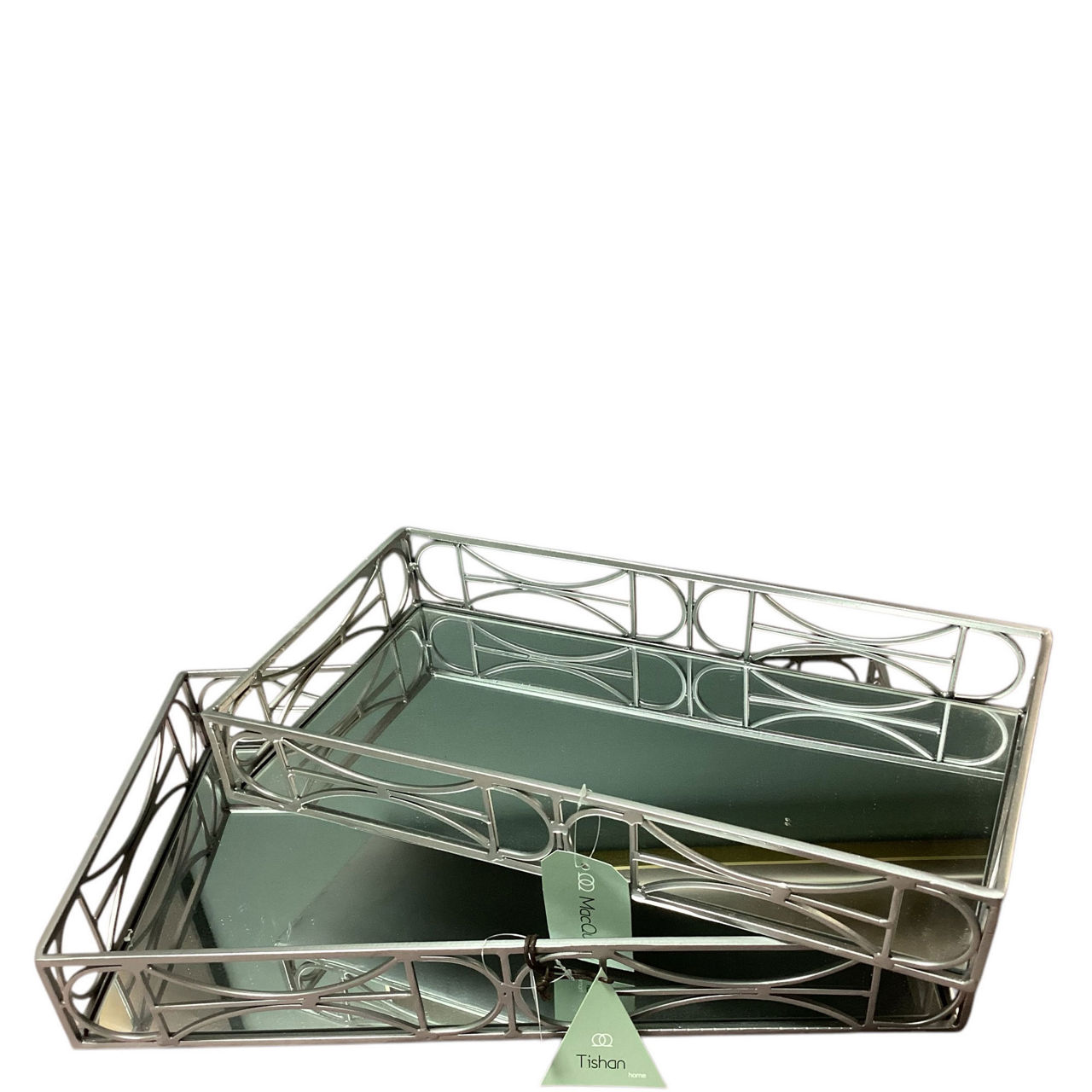 Renzo Rectangular Set of 2 Mirrored Trays