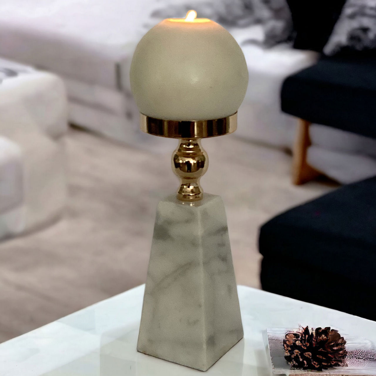 Marble and Silver Candleholder
